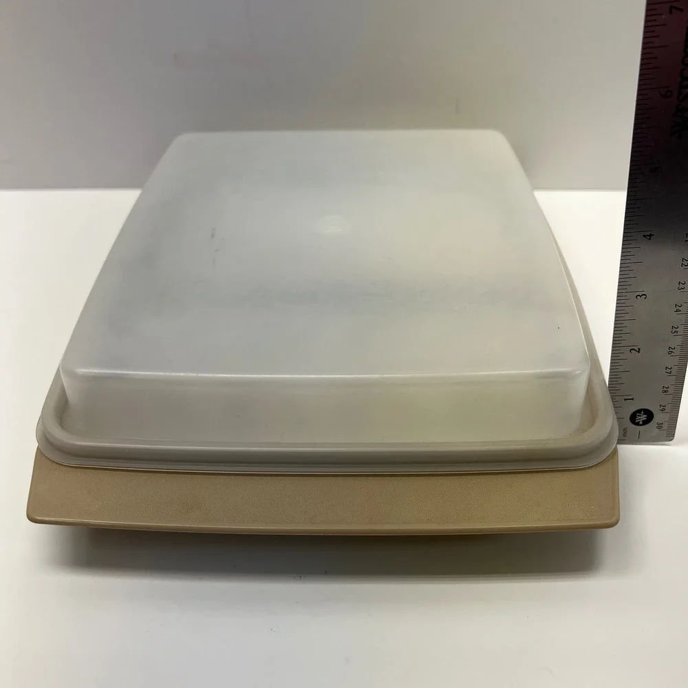 VTG Tupperware‎ Divided Tray Container Lid Egg Holders Tan USA 723 722 665